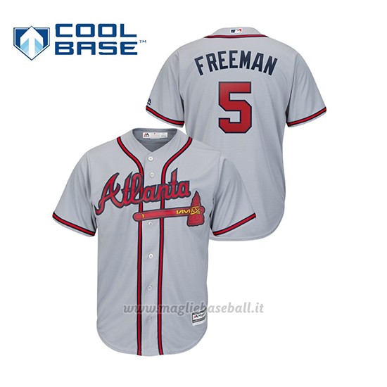 Maglia Baseball Uomo Atlanta Braves Freddie Freeman Cool Base Majestic Grigio